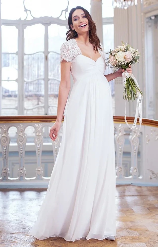 Santonia | Ivory Silk & Lace Maternity Wedding Gown