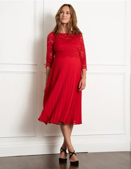 Sinatra | Lace Top And Pleated Maternity & Nursing Skirt Dress