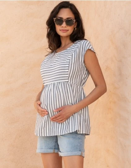 Solene | Cotton Stripe Maternity & Nursing Top