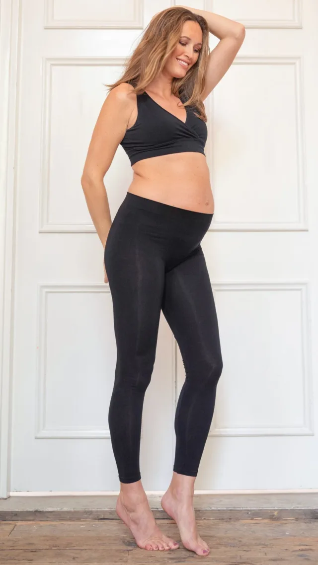 Tammy | Black Bamboo Under-Bump Maternity Leggings