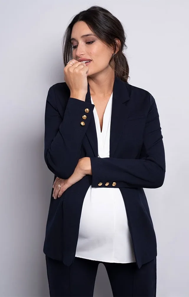 Taye | Navy Blue Ponte Maternity Blazer