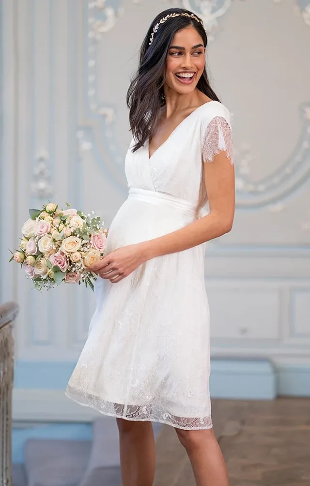 Vivienne | Short Lace V Neck Maternity Wedding Dress