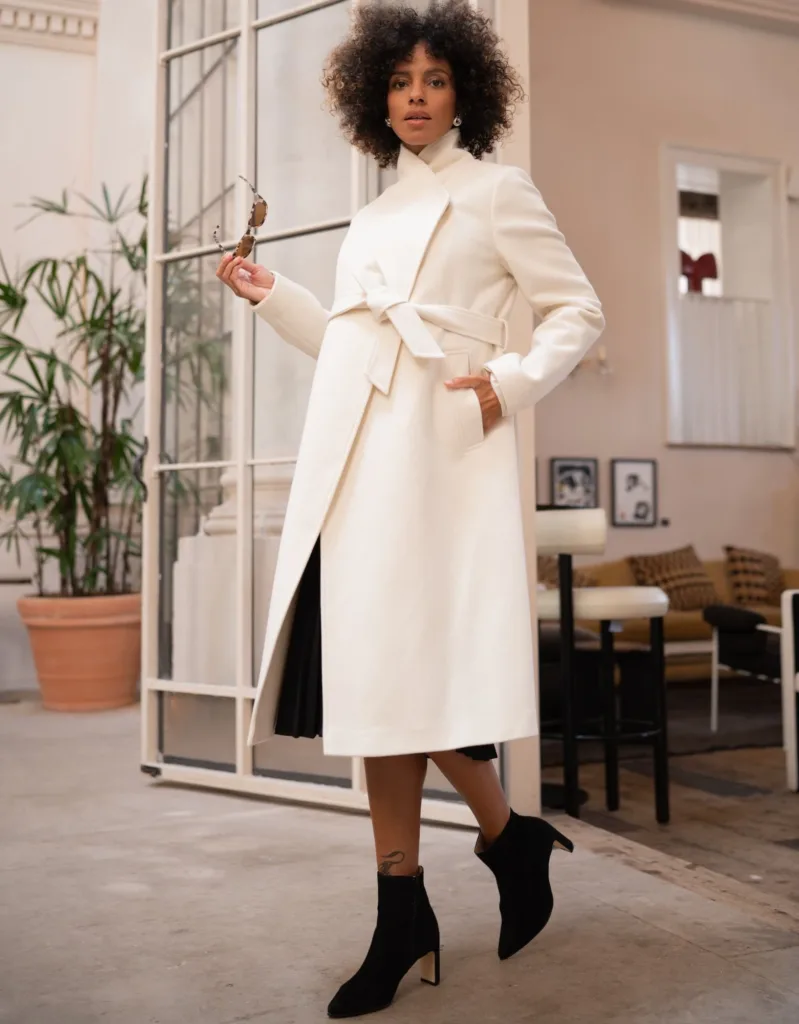 Zophie | Wool Blend Cream Wrap Maternity Coat