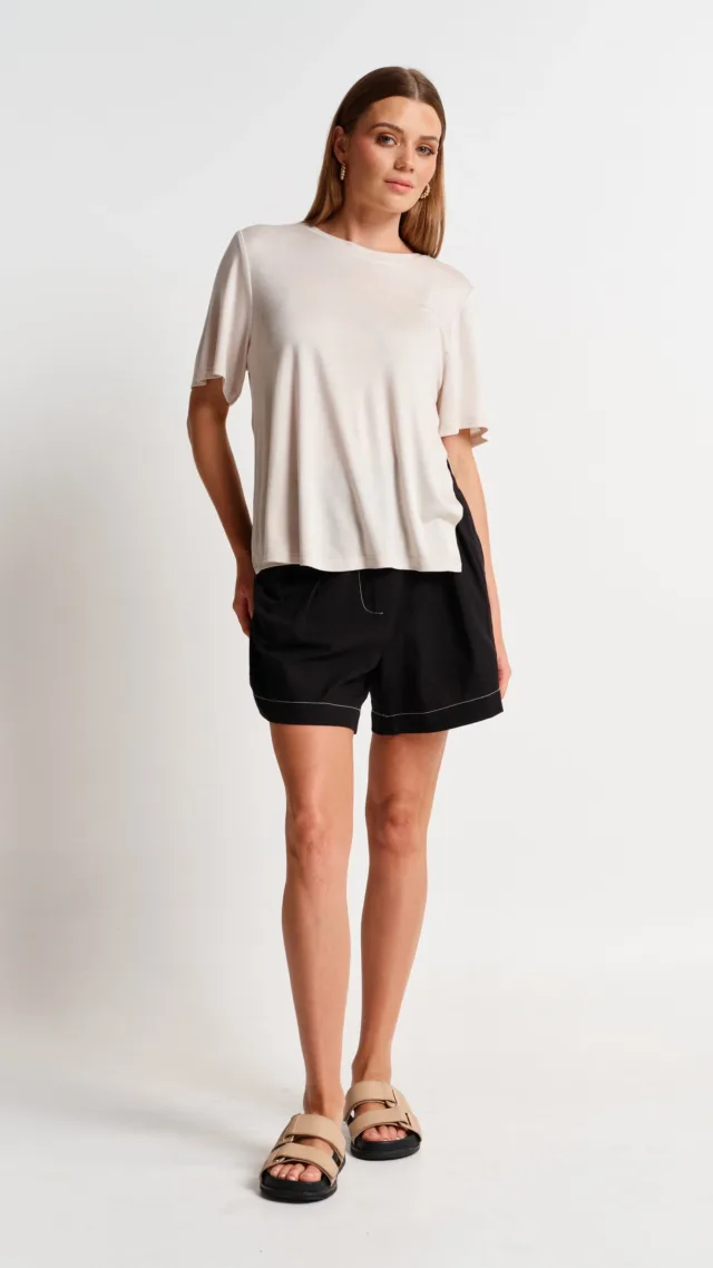 Marly Side-Wrap Tee - Stone