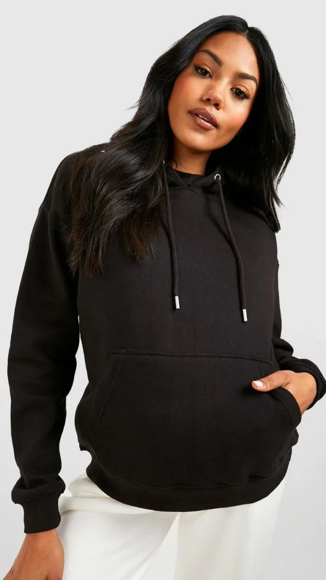 Black Maternity Basic Hoodie