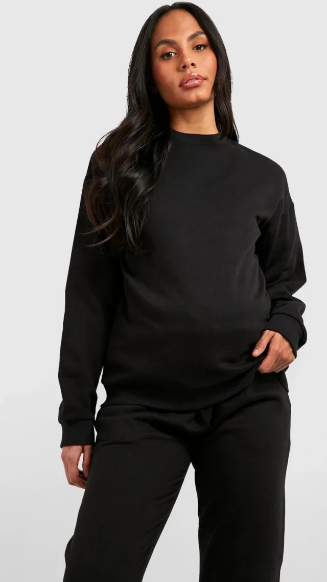 Black Maternity Basic Sweatshirt