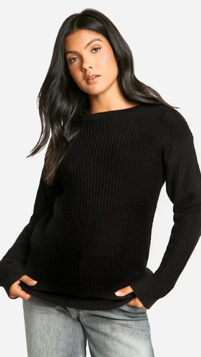 Black Maternity Crew Neck Jumper