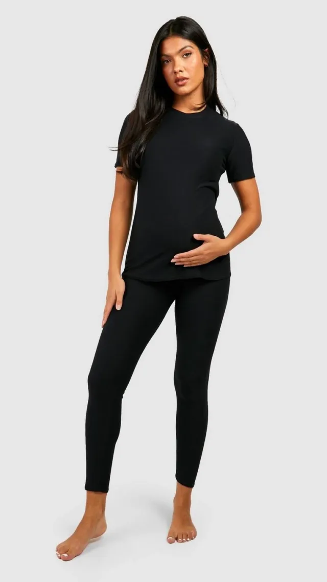 Black Maternity Super Soft Legging Lounge Set