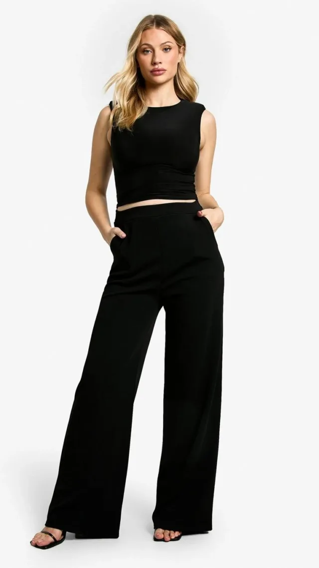 Black Maternity Tailored Wide Leg Trouser