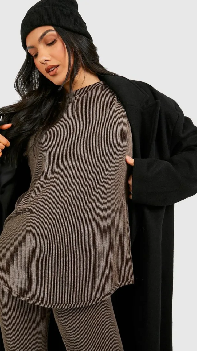 Chocolate Maternity Acid Wash Oversized T-Shirt