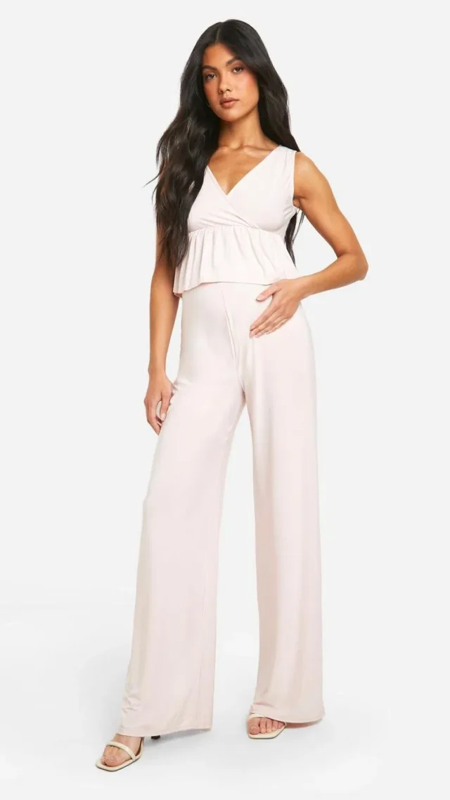 Peach Maternity Slinky Wide Leg Pants