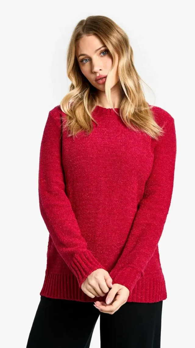 Red Maternity Boucle Knit Crew Neck Jumper