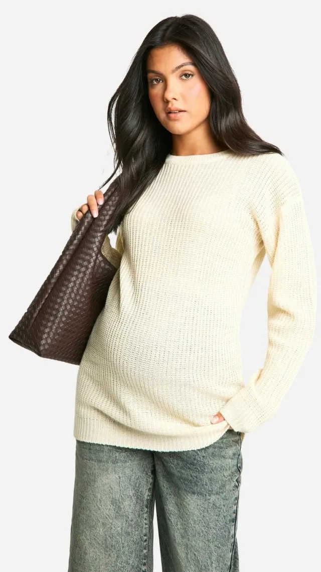 Stone Maternity Crew Neck Jumper