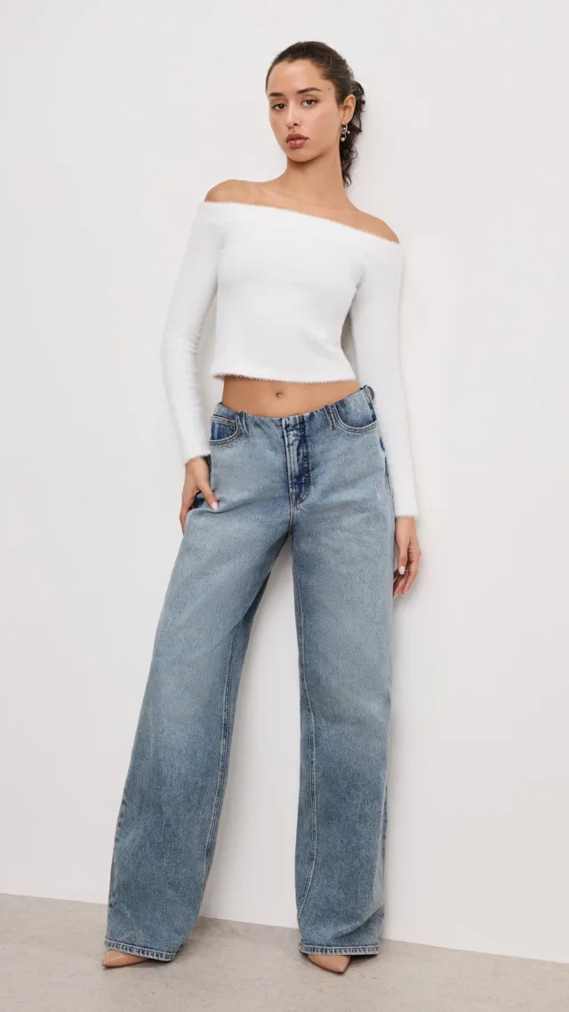 Wide Leg Pull-On Jeans