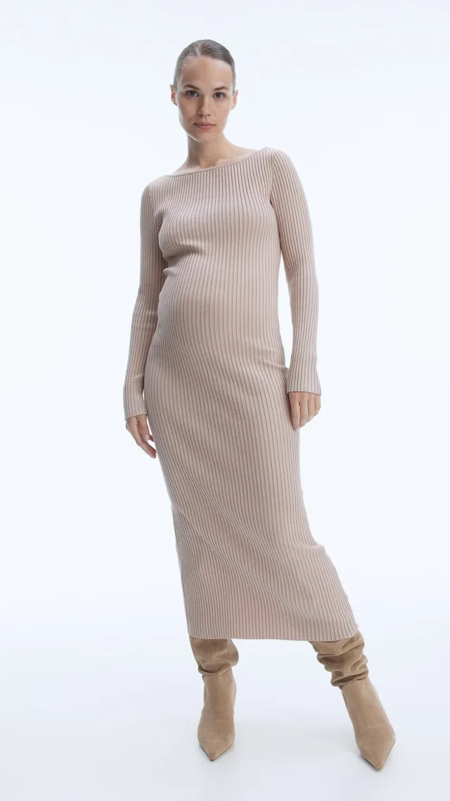 Mama Boat-Neck Bodycon Dress