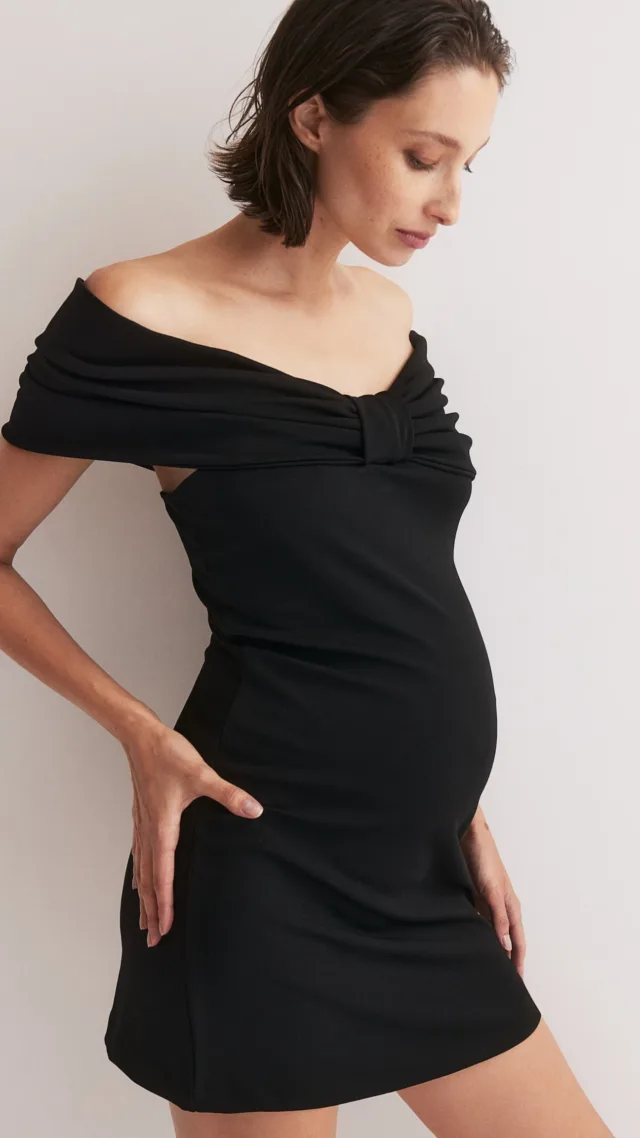 Mama Bow-Detail Off-The-Shoulder Dress