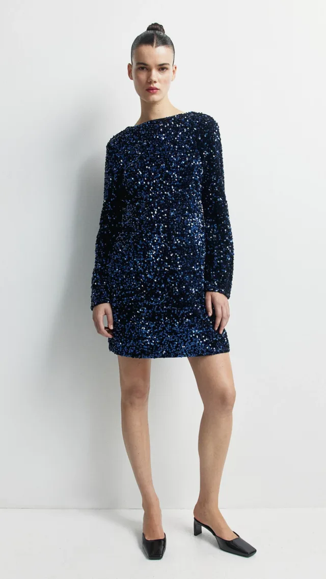 Mama Sequined Dress With Low-Cut Back