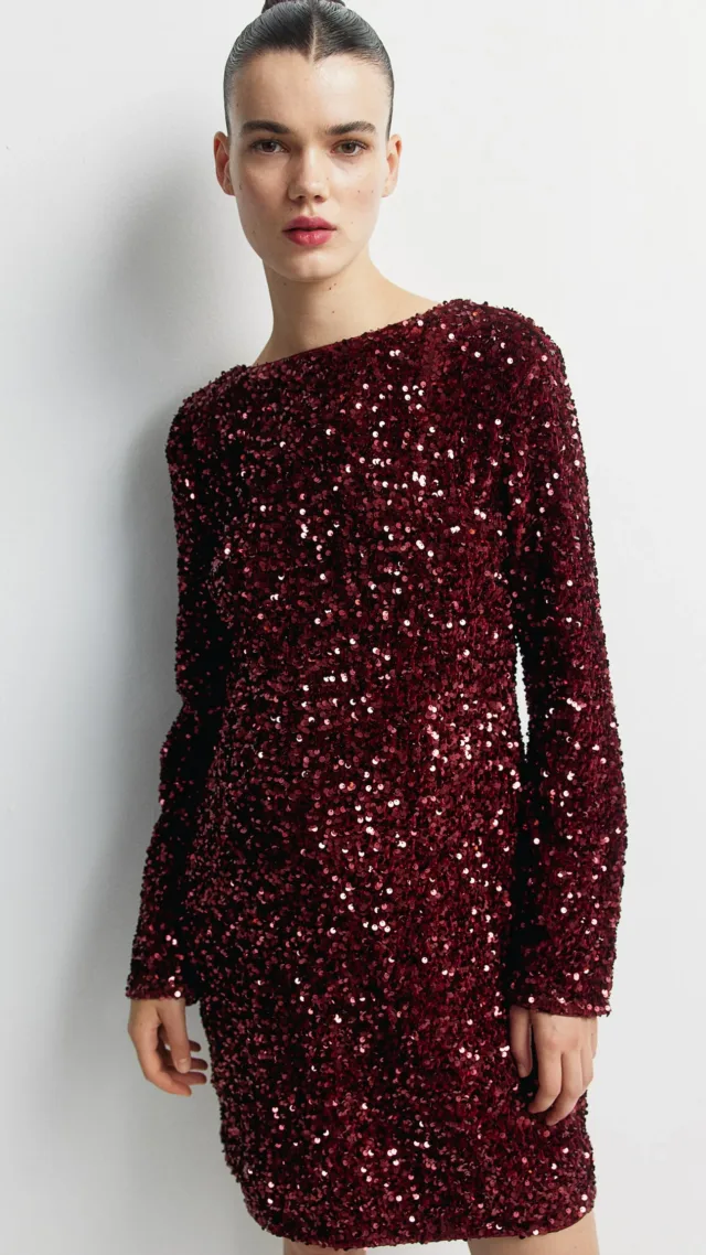 Mama Sequined Dress With Low-Cut Back