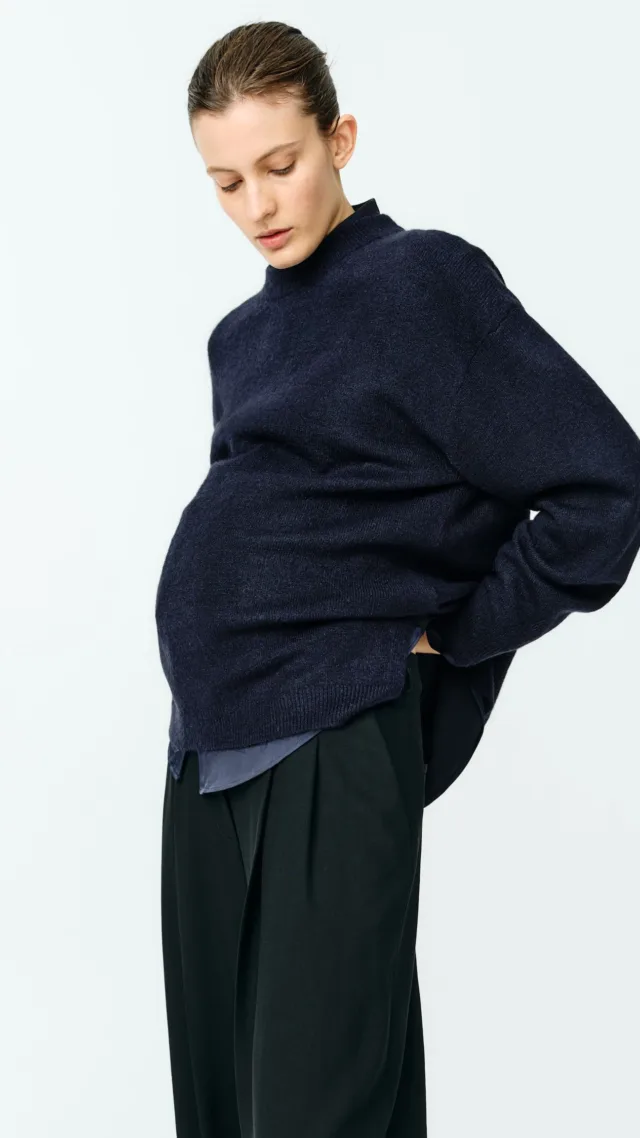 Mama Slit-Hem Sweater