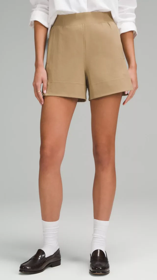 Stretch Woven Relaxed-Fit High-Rise Short 4"