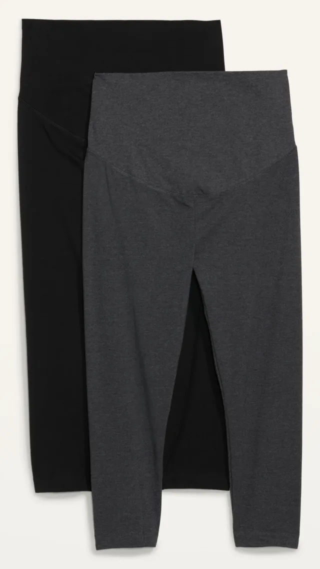 Maternity 2-Pack Full-Panel Cropped Jersey Leggings