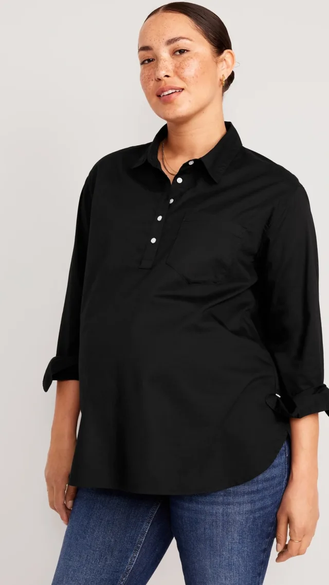 Maternity Boyfriend Popover Shirt