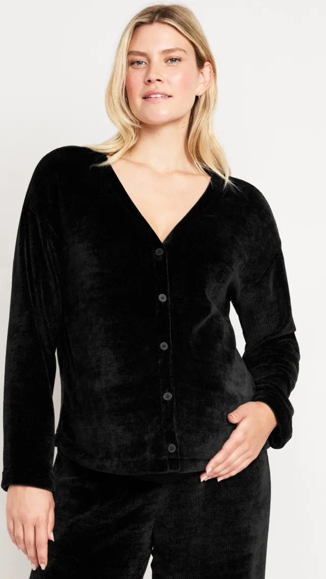 Maternity Cozy Chenille Button-Down Top