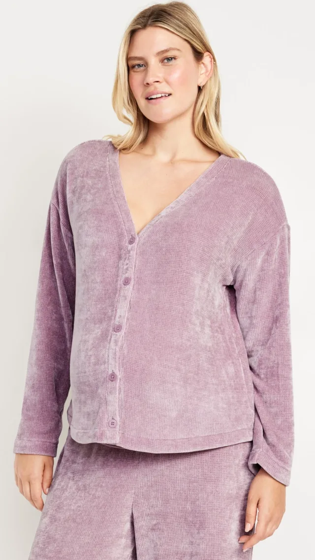 Maternity Cozy Chenille Button-Down Top