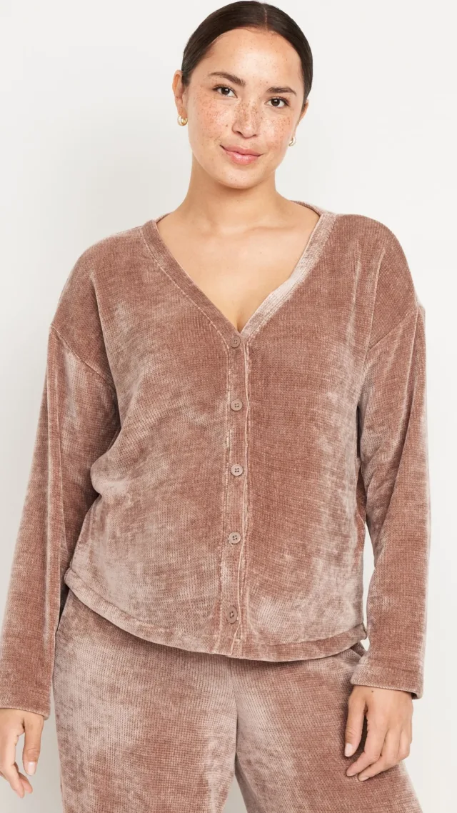 Maternity Cozy Chenille Button-Down Top