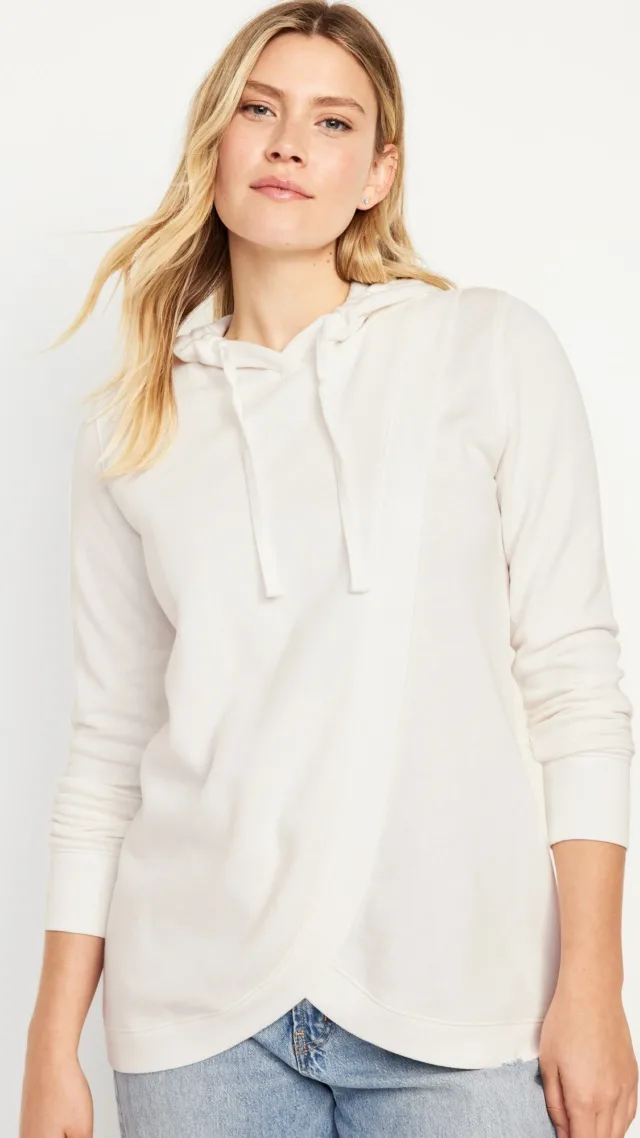 Maternity Cross-Front Nursing Pullover Hoodie