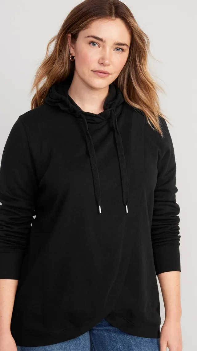 Maternity Cross-Front Nursing Pullover Hoodie