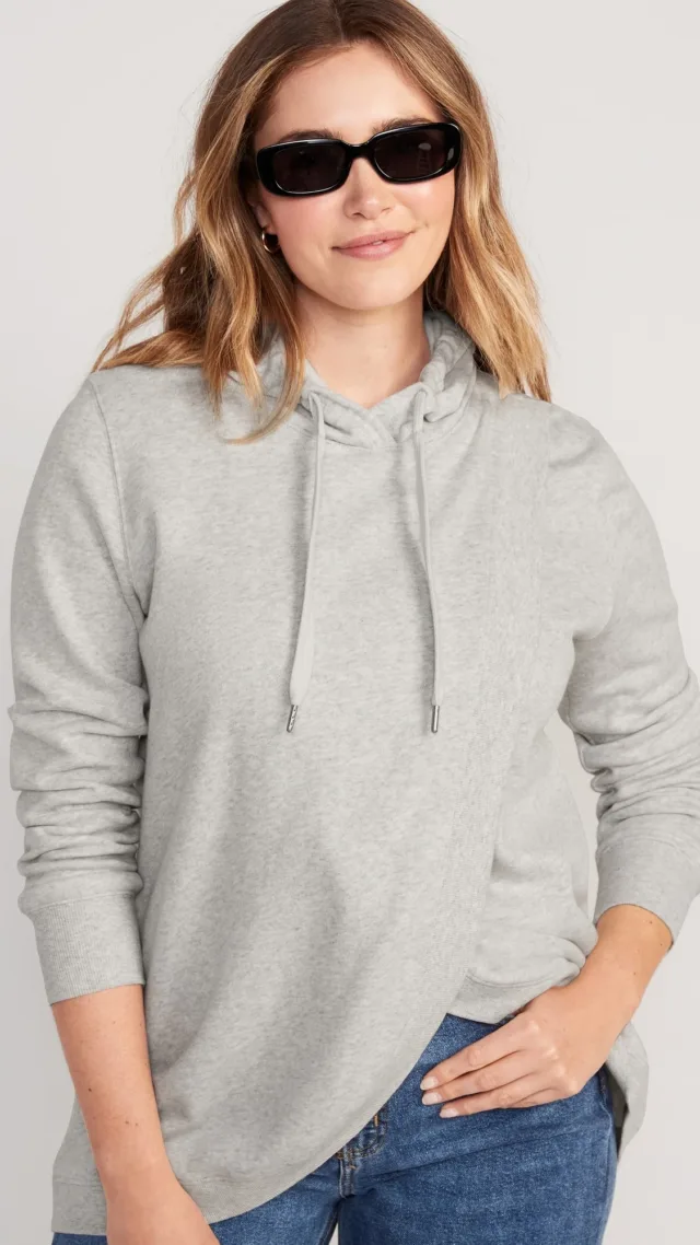 Maternity Cross-Front Nursing Pullover Hoodie