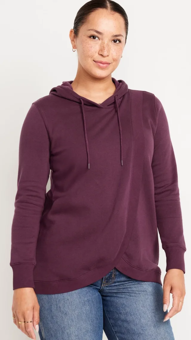 Maternity Cross-Front Nursing Pullover Hoodie