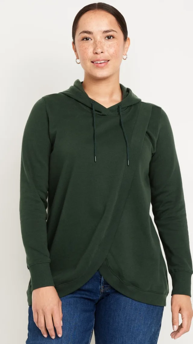 Maternity Cross-Front Nursing Pullover Hoodie