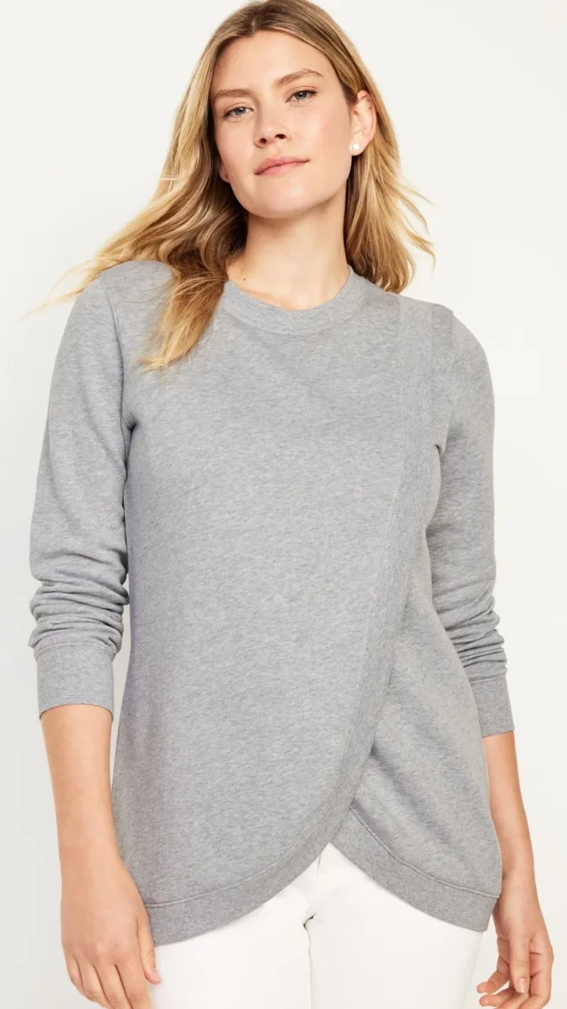 Maternity Cross-Front Nursing Sweatshirt