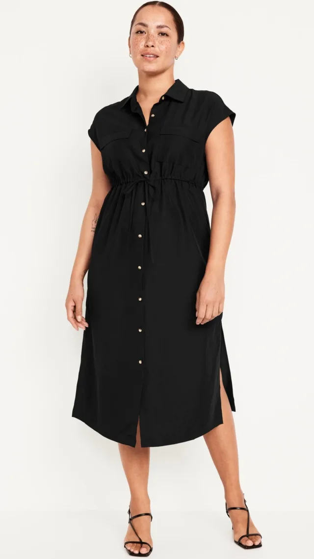 Maternity Dolman Sleeve Utility Midi Dress