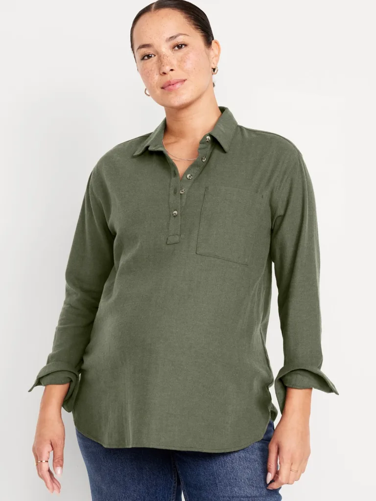 Maternity Flannel Popover Shirt