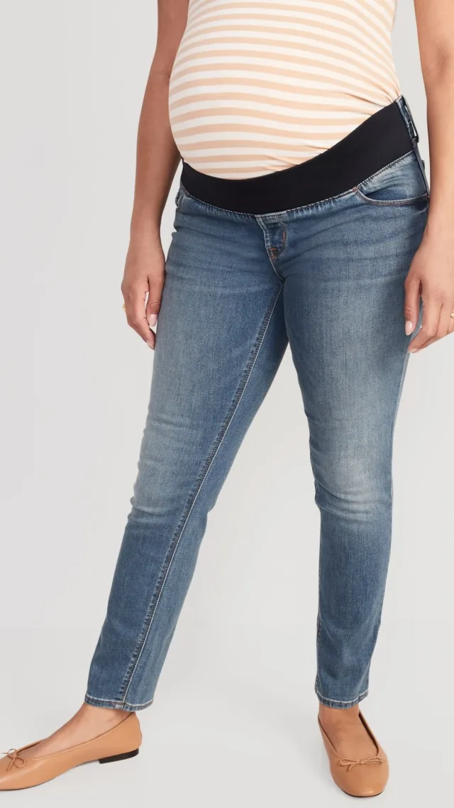 Maternity Front Low Panel Power Slim Straight Jeans