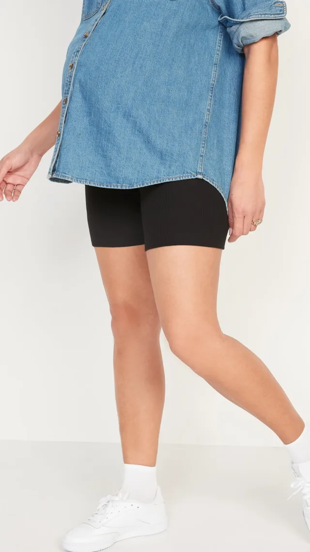 Maternity Full-Panel Biker Shorts -- 6-Inch Inseam