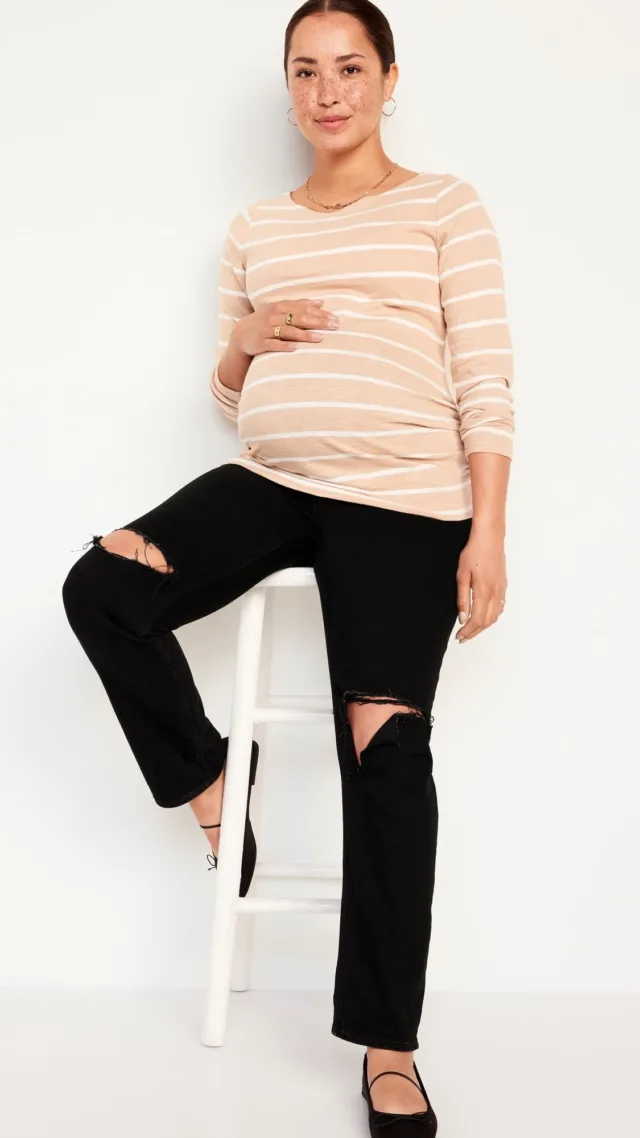 Maternity Full Panel Boyfriend Straight Jeans