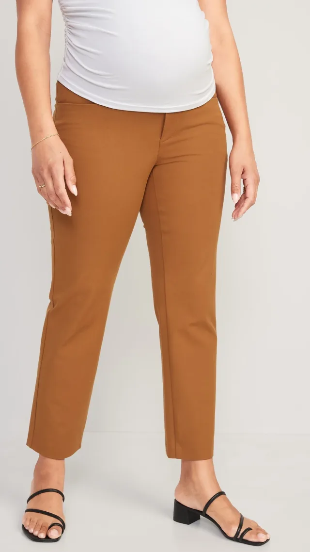 Maternity Full-Panel Pixie Straight Ankle Pants