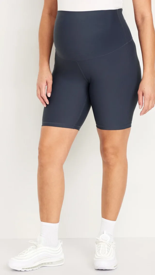 Maternity Full Panel Powersoft Biker Shorts -- 8-Inch Inseam