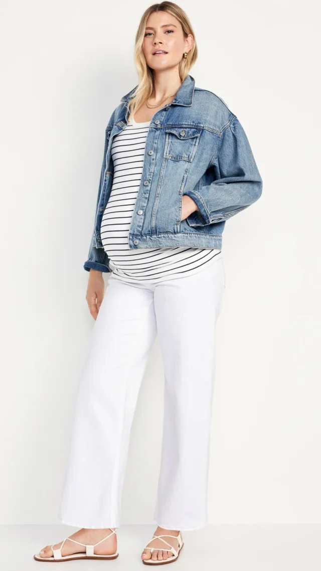 Maternity Full-Panel Wide Leg Jeans