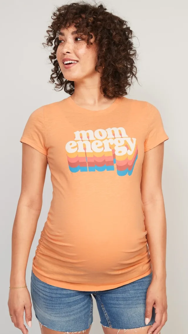 Maternity Graphic Side-Shirred T-Shirt