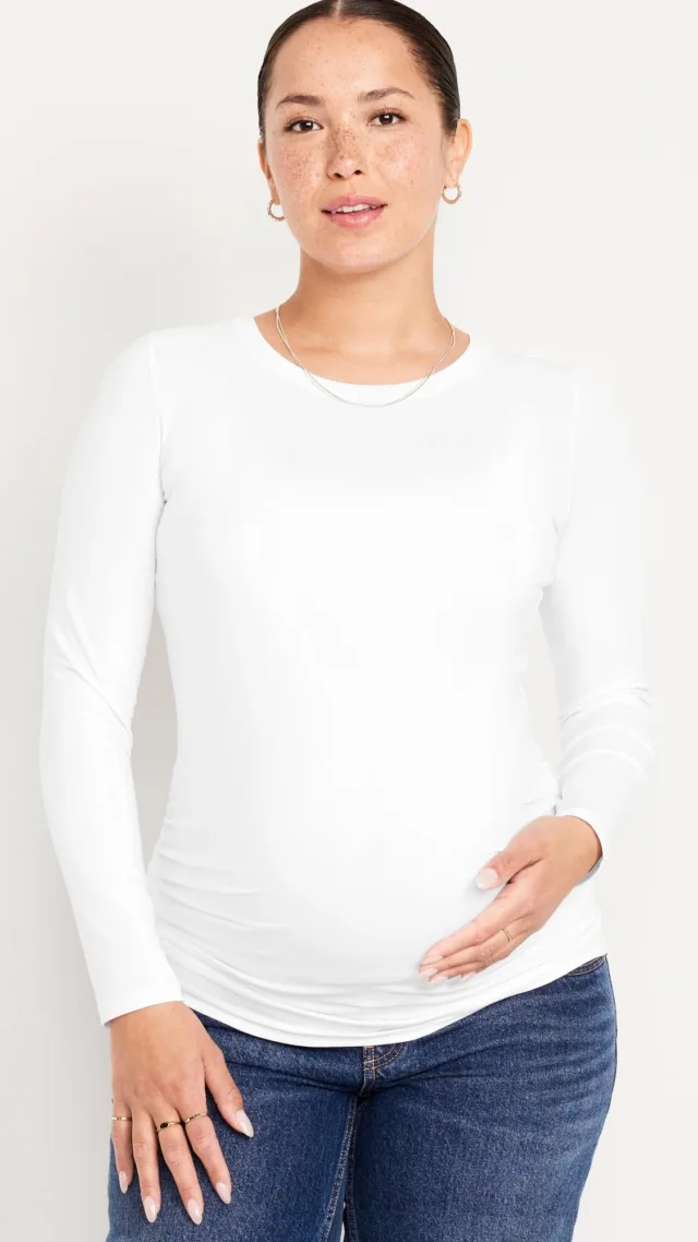 Maternity Long-Sleeve Crew-Neck T-Shirt