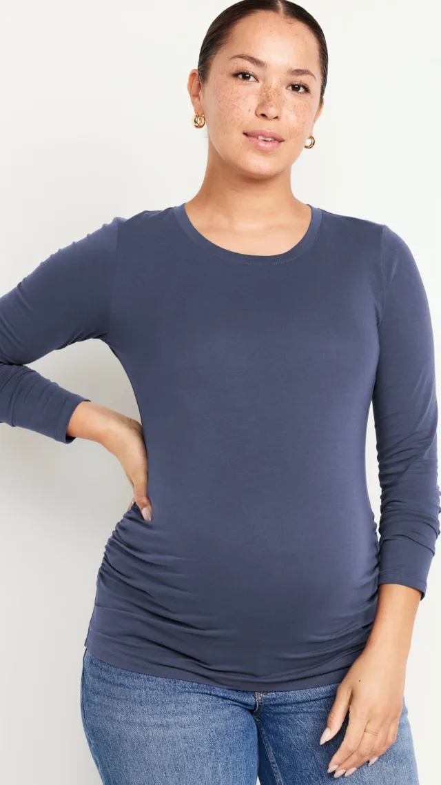 Maternity Long-Sleeve Crew-Neck T-Shirt