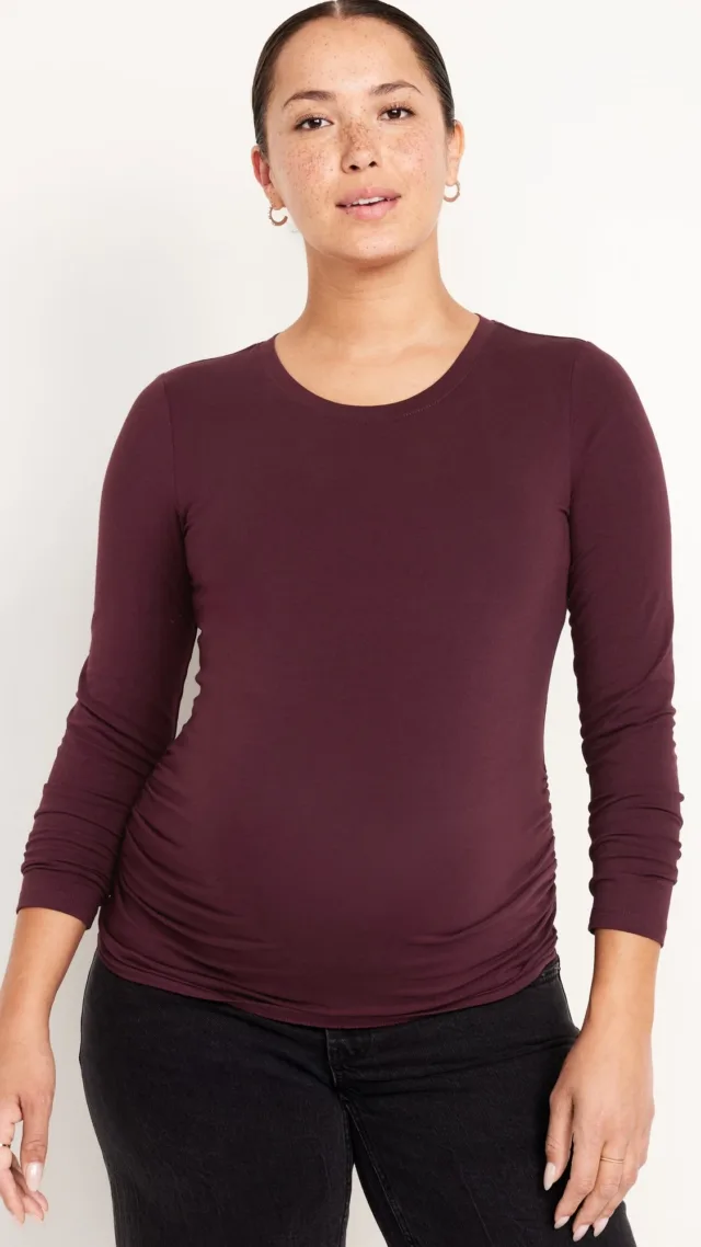 Maternity Long-Sleeve Crew-Neck T-Shirt