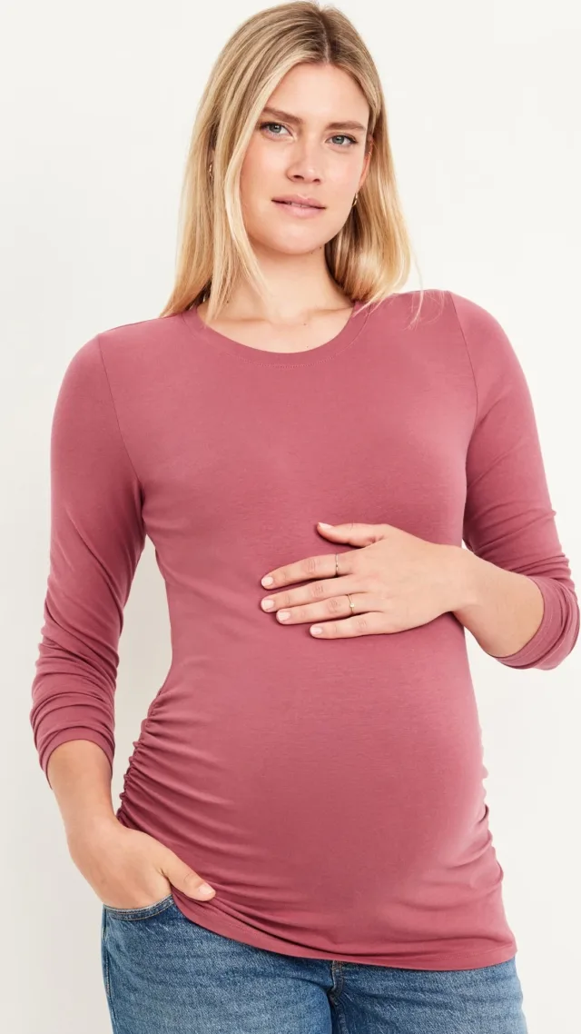 Maternity Long-Sleeve Crew-Neck T-Shirt