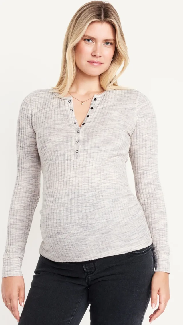 Maternity Long Sleeve Henley T-Shirt