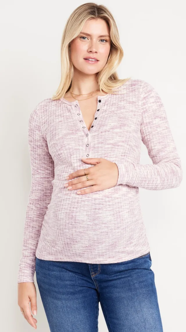 Maternity Long Sleeve Henley T-Shirt